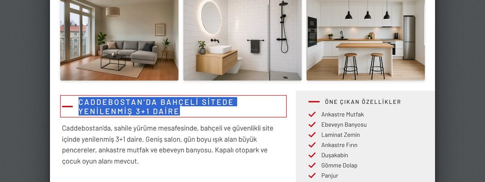 Broşürde başlık metni düzenlenirken